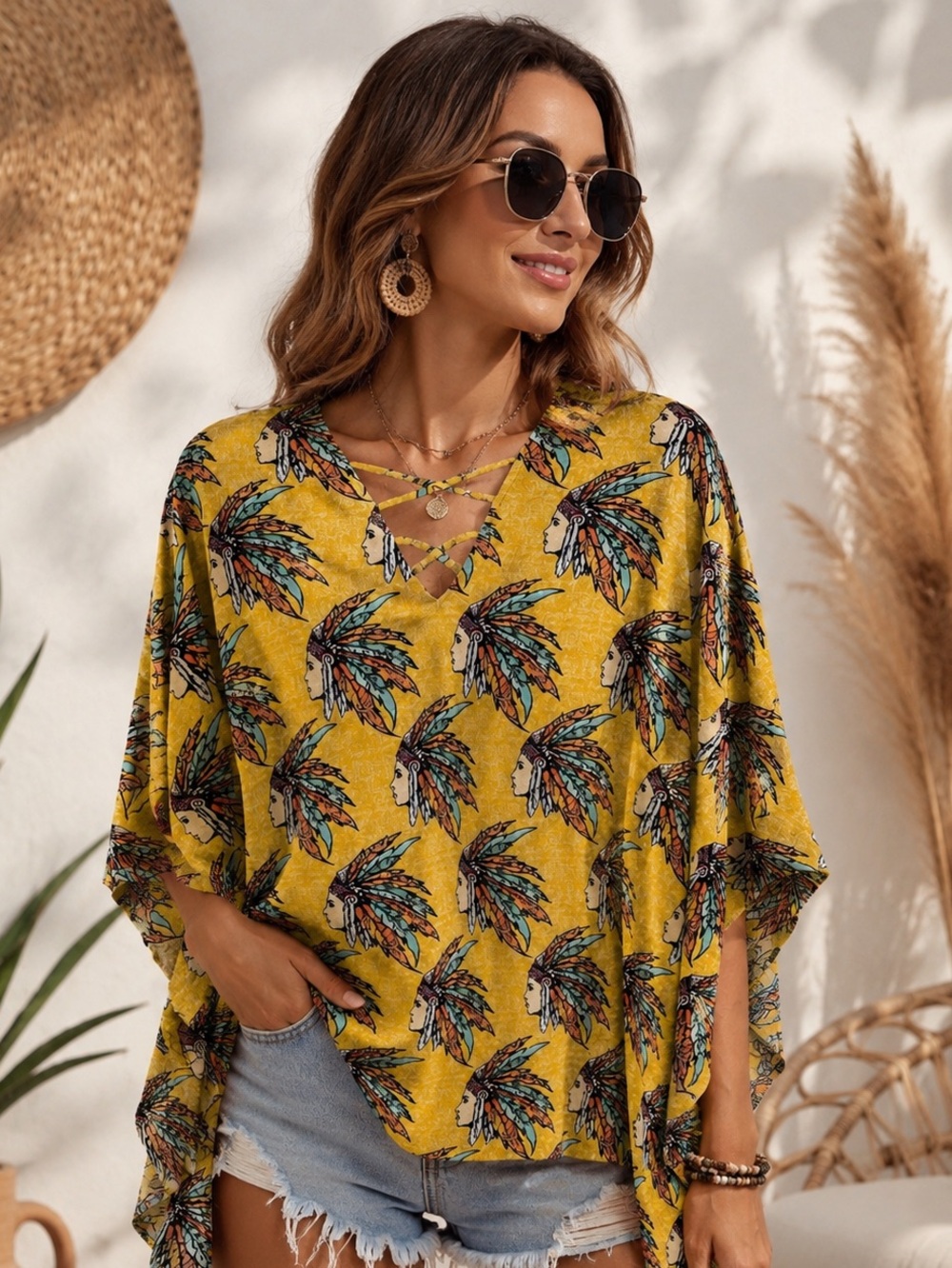 Lucky & Blessed Feather Tunic Top